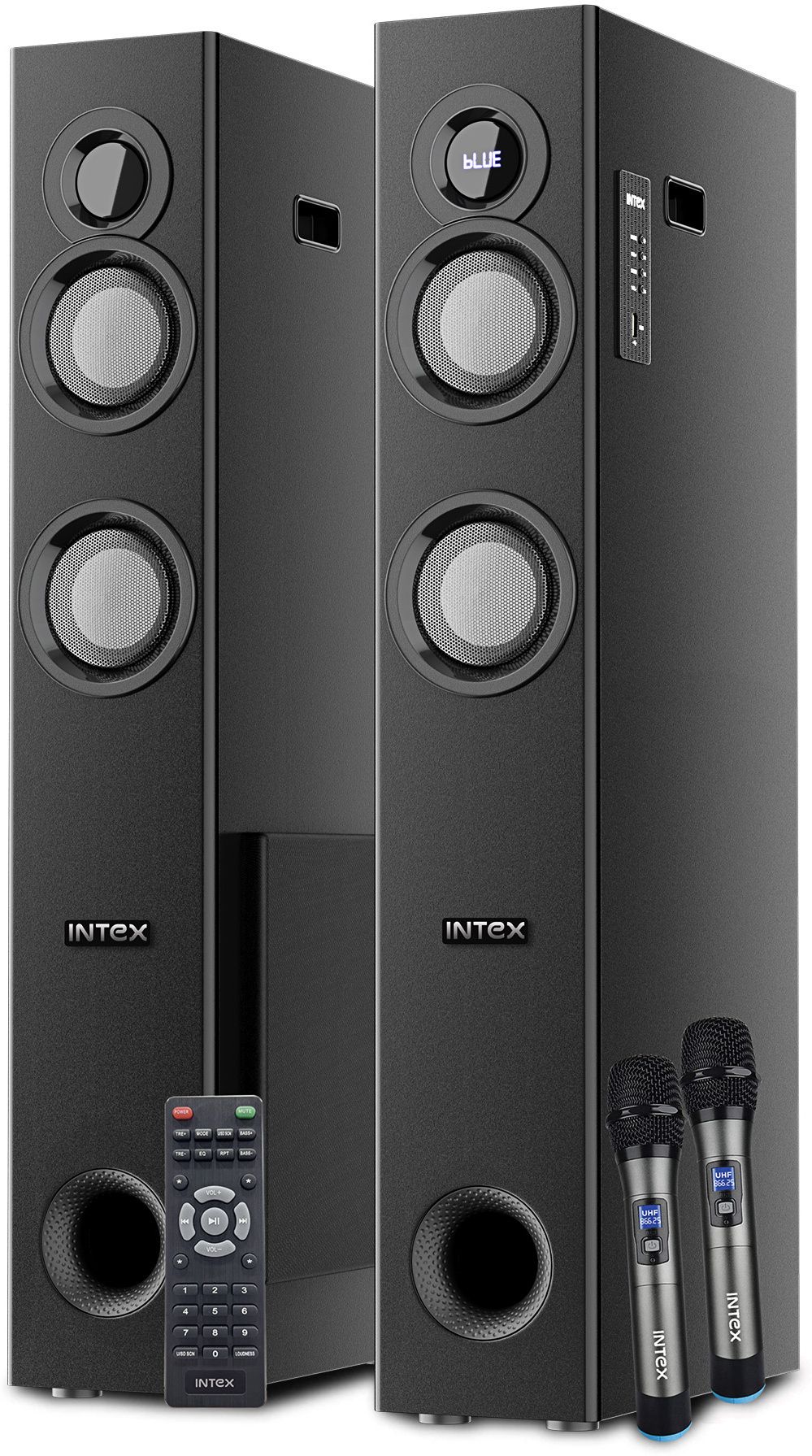Intex TW-XH 13503 FMUB (Dual) 150 W Bluetooth Tower Speaker (Black, 2.1 Channel)