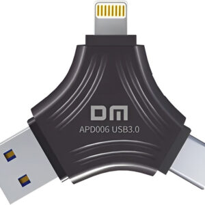 DM APD006 128GB 3 in 1 USB 3.0 Fasionable Triangle Pendrive For IOS, PC, Maccbook 128 GB OTG Drive Compatible with Desktop Computer, Audio Player, Mobile, Netbook, Tablet, Television USB 3.0 Metal Case