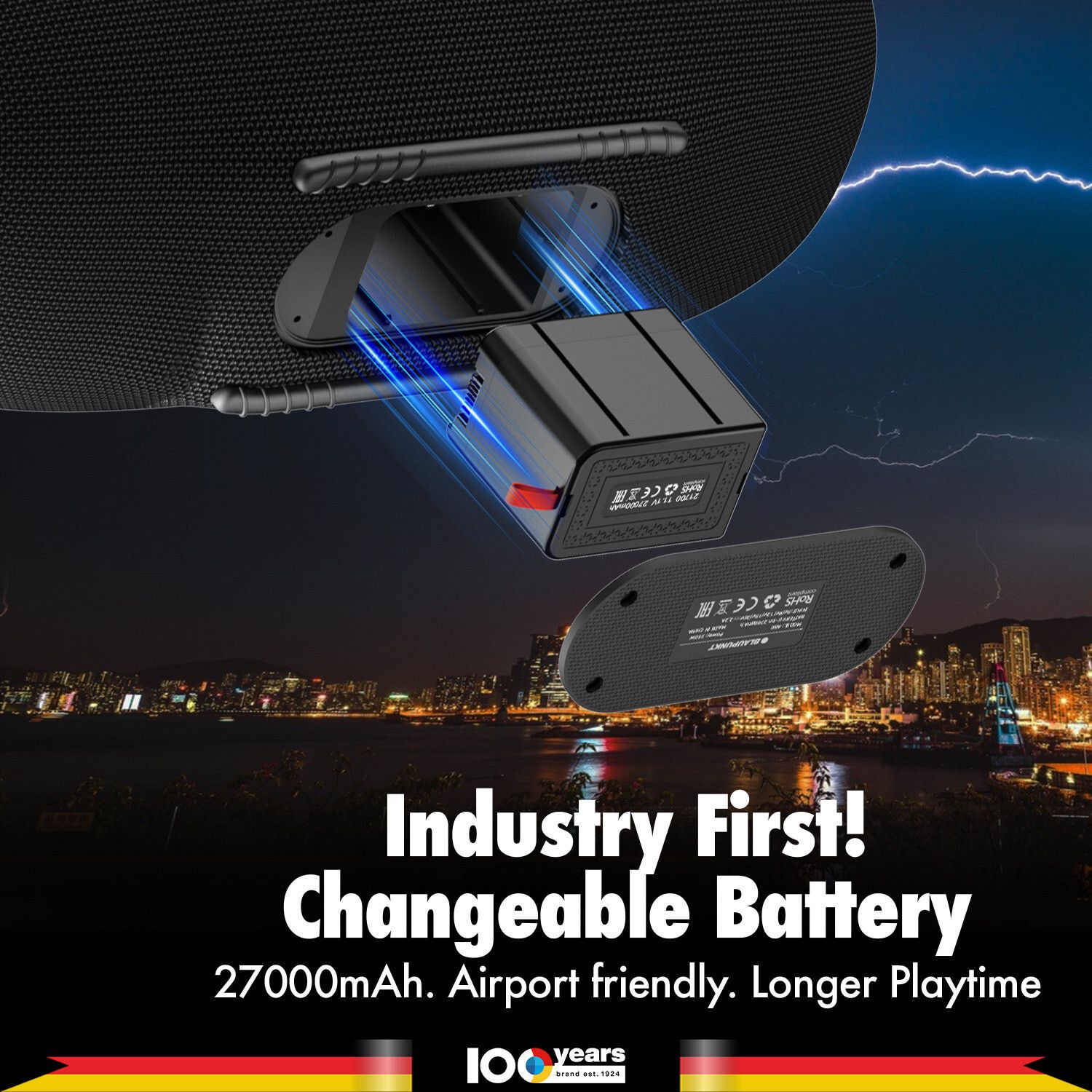 Blaupunkt Atomik Knightz 45K | Advanced DSP Tech I 27,000mAh I Neon Lights I Wireless Mic 450 W Bluetooth Party Speaker (Black, 2.0 Channel) - Image 4