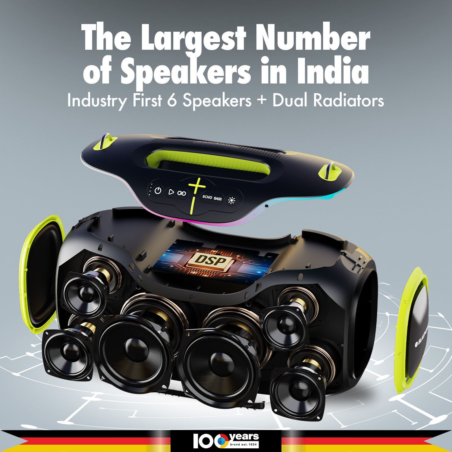 Blaupunkt Atomik Knightz 45K | Advanced DSP Tech I 27,000mAh I Neon Lights I Wireless Mic 450 W Bluetooth Party Speaker (Black, 2.0 Channel) - Image 3