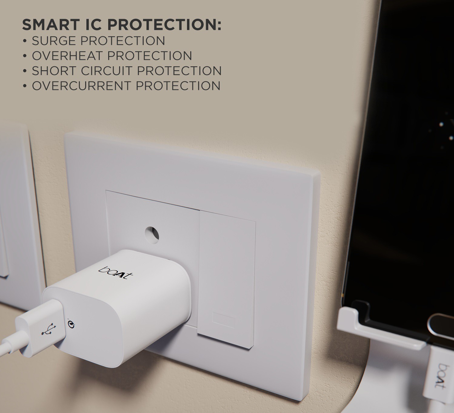 boAt 18W Power WCD QC3A Charger combo (Type C ) (White, Cable Included) - Image 4