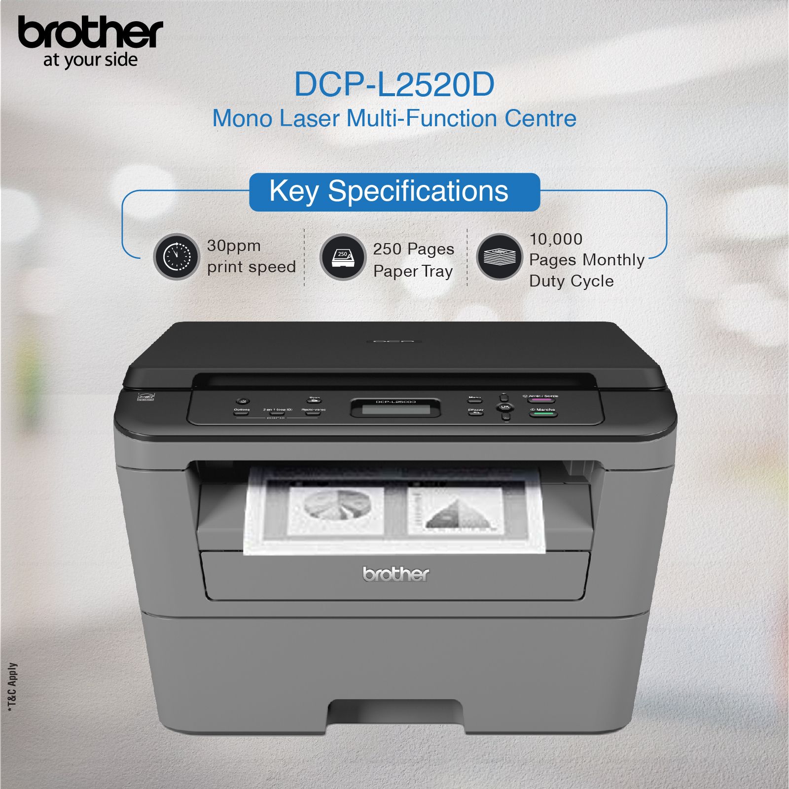 brother DCP-L2520D IND Multi-function Monochrome Laser Printer (Borderless Printing) with Auto Duplex Feature (Toner Cartridge) - Image 3