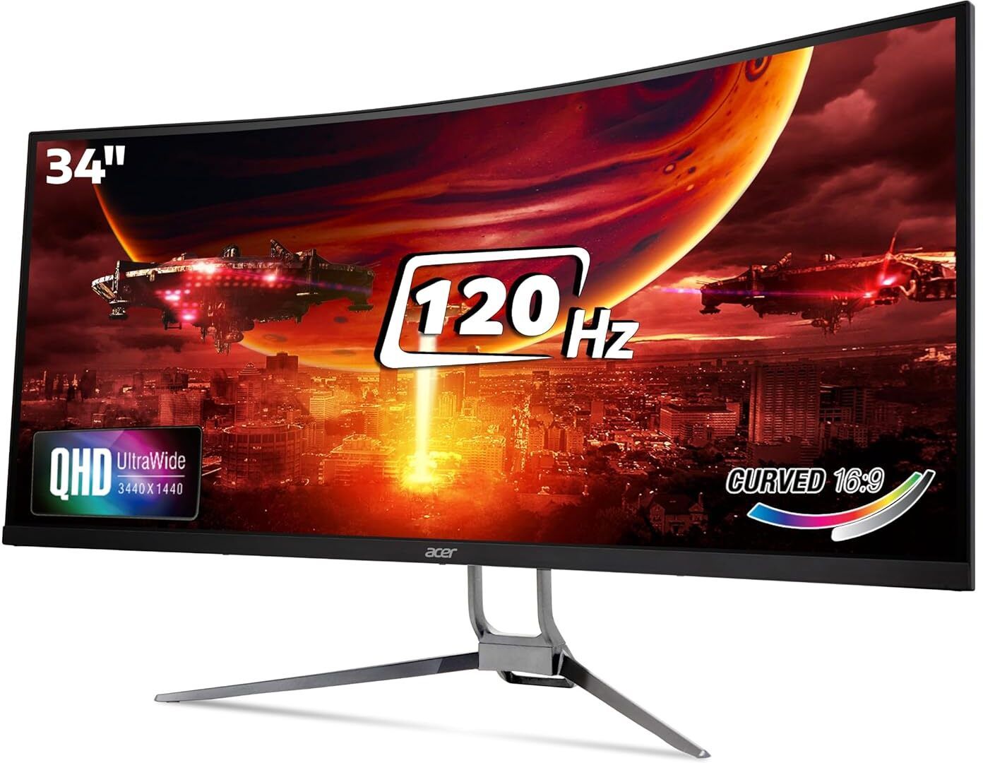 Acer 86.36 cm (34 inch) Curved UWQHD LED Backlit VA Panel Gaming Monitor (ED343CUR UWQHD 120Hz) (AMD Free Sync, Response Time: 1 ms, 120 Hz Refresh Rate) - Image 2
