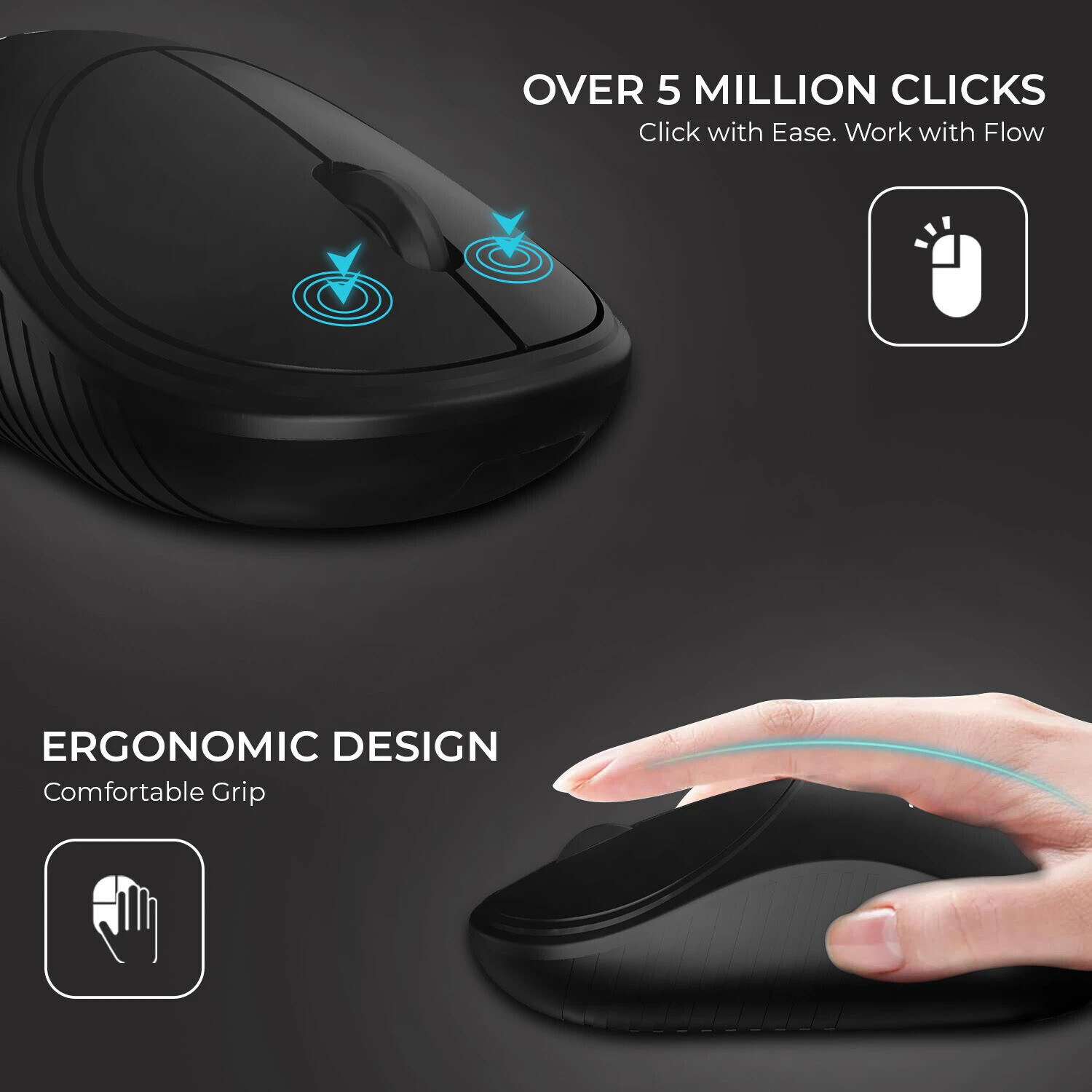 Bestor Glide 7 Wireless Mouse 2.4GHz with USB Nano Receiver 1000 DPI Optical Tracking Wireless Ergonomic Optical Gaming Mouse - Image 3