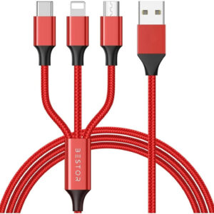 RPMSD Micro USB Cable 2 A 1.2 m 3in1 Multiple USB Data Cable Charging with USB, Type C, Lightning Fast Charging (Compatible with All Android Devices, All Lightning Devices, White, One Cable)