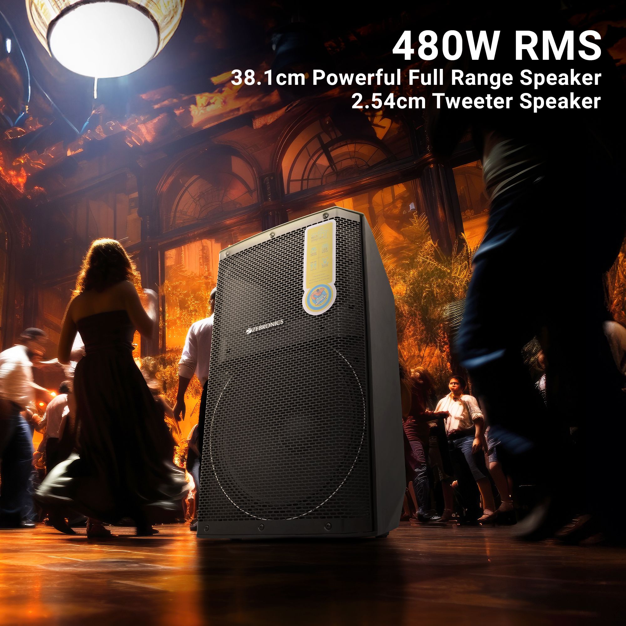 ZEBRONICS Zebronics - Epic Plus,BT v5.0 / USB / SD / FM / AUX / Mic Input,40W RMS 480 W Bluetooth Party Speaker (Black, Mono Channel) - Image 4