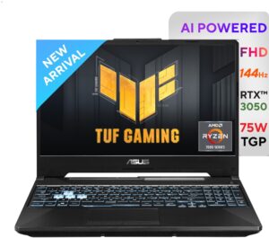 ASUS TUF Gaming A15 AMD Ryzen 7 Hexa Core 7435HS - (16 GB/512 GB SSD/Windows 11 Home/4 GB Graphics/NVIDIA GeForce RTX 3050) FA566NCR-HN075W Gaming Laptop  (15.6 inch, Black, 2.30 Kg)