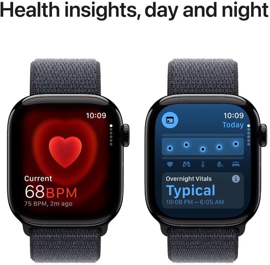 Apple Watch Series 10 GPS 42mm Jet Black Aluminium with Ink Sport Loop (Ink Strap, Free Size) - Image 4