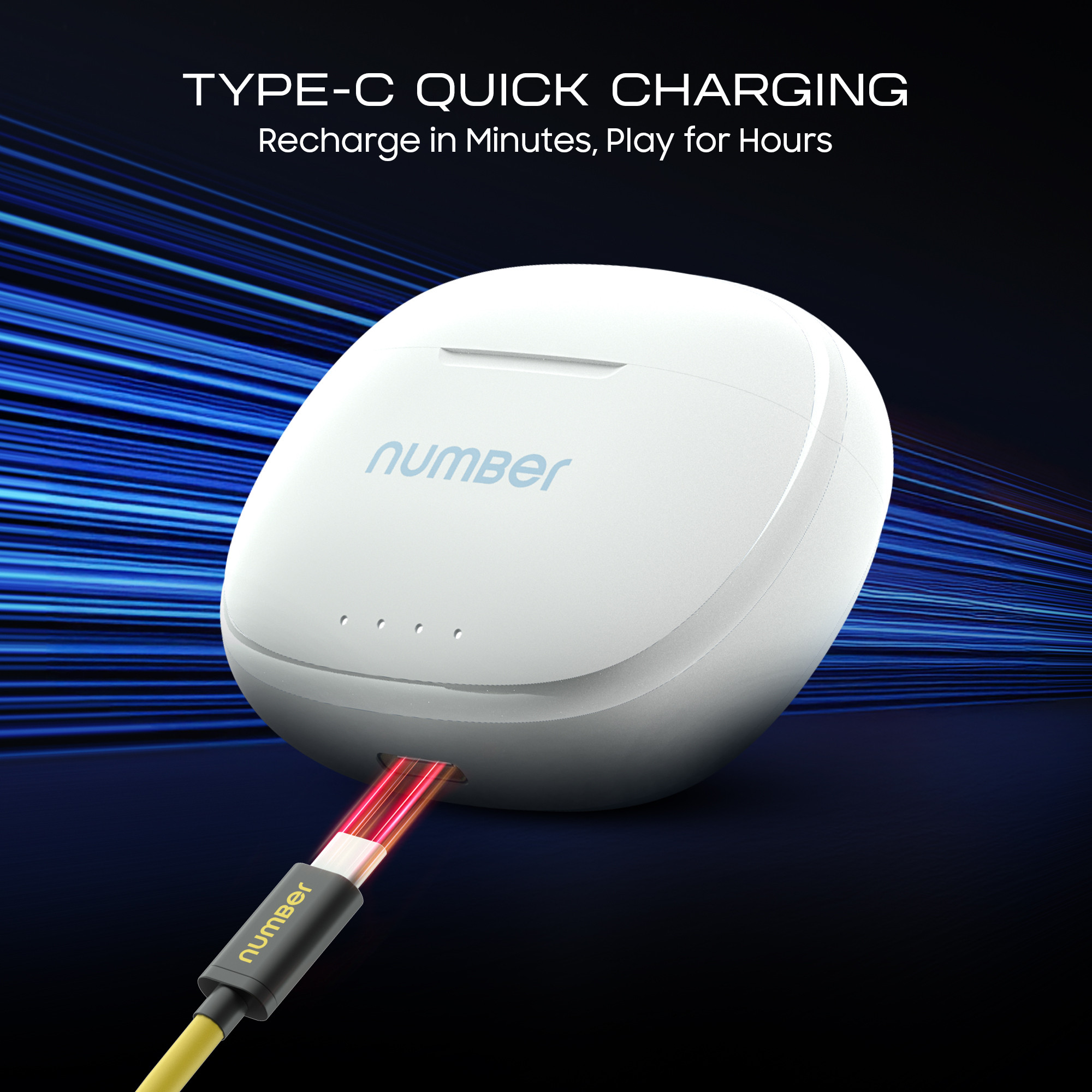 Number Navo Buds X1 w/ 50H Playtime, Dual Pairing, 13mm Speakers, ENC, 45ms Low Latency Bluetooth (White Sky, In the Ear) - Image 4