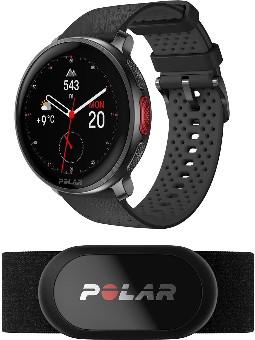 Polar Pacer Pro & H10-Modern GPS Sports Watch & Heart Rate Monitor (Grey-Black) Smartwatch (Grey-Black Strap, Free Size)