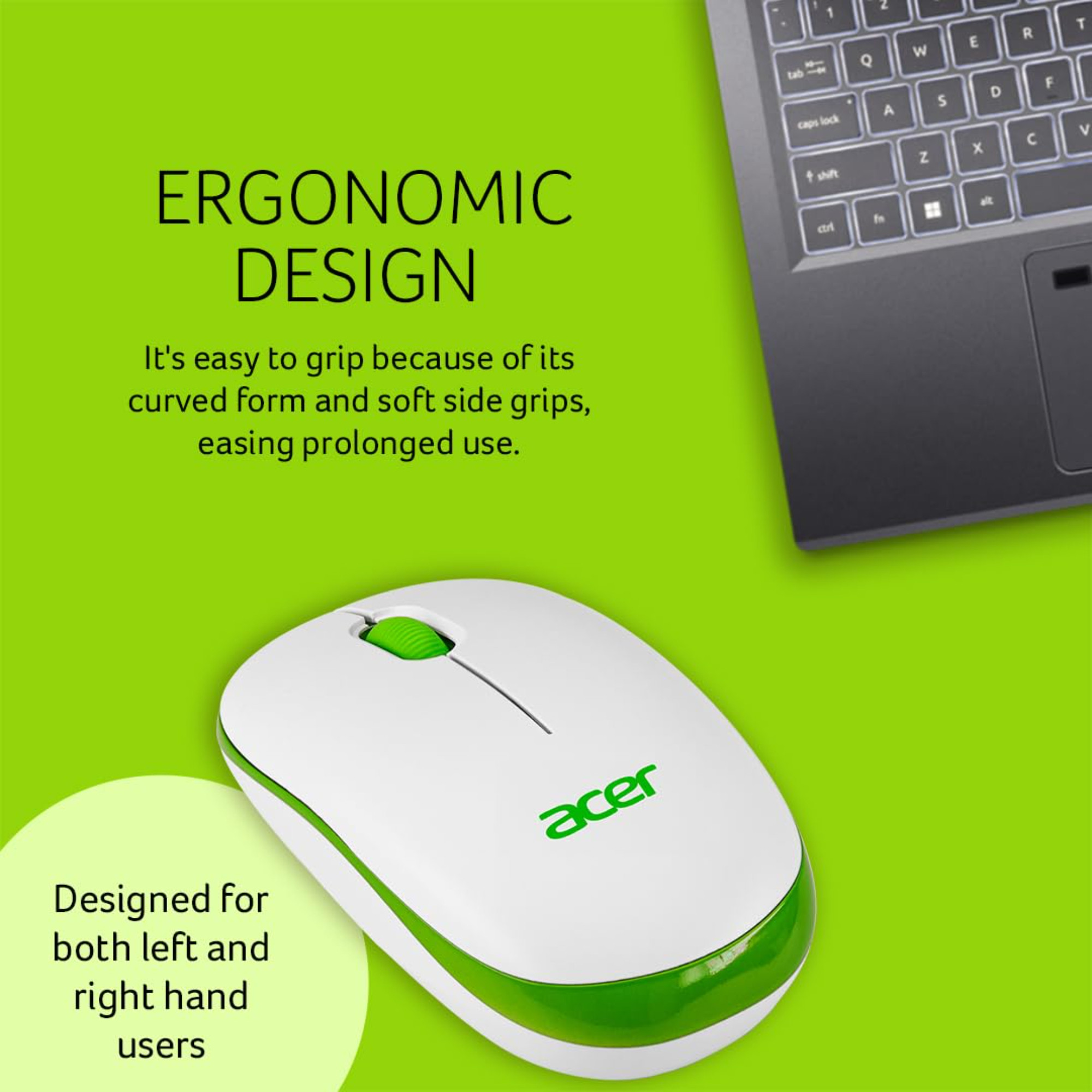 Acer ACR-WRLS/ Wireless Mouse Wireless Ambidextrous Optical Mouse 1600 DPI,with Soft side grip,Plug-and-Play,Compatible with Windows & Mac,Slient with Bluetooth - Image 2