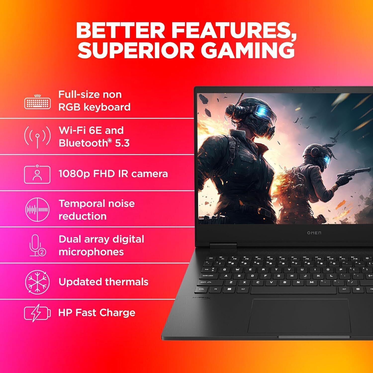 HP OMEN Intel Core i7 14th Gen 14650HX - (16 GB/1 TB SSD/Windows 11 Home/8 GB Graphics/NVIDIA GeForce RTX 4060) Omen 16 wf1096TX/ ae0002tx Gaming Laptop (16.1 inch, Shadow Black, 2.32 Kg, With MS Office) - Image 4