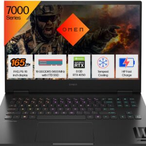 HP Omen AMD Ryzen 7 Octa Core 7840HS - (16 GB/1 TB SSD/Windows 11 Home/6 GB Graphics/NVIDIA GeForce RTX 4050/165 Hz) 16-xd0015AX Gaming Laptop (16.1 Inch, Shadow Black, 2.37 Kg)