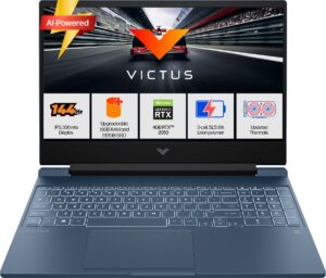 HP Victus AI 31 TOPS AMD Ryzen 5 Hexa Core 8645HS - (16 GB/512 GB SSD/Windows 11 Home/4 GB Graphics/NVIDIA GeForce RTX 2050/144 Hz) fb3003AX Gaming Laptop (15.6 inch, Blue, 2.29 Kg, With MS Office)