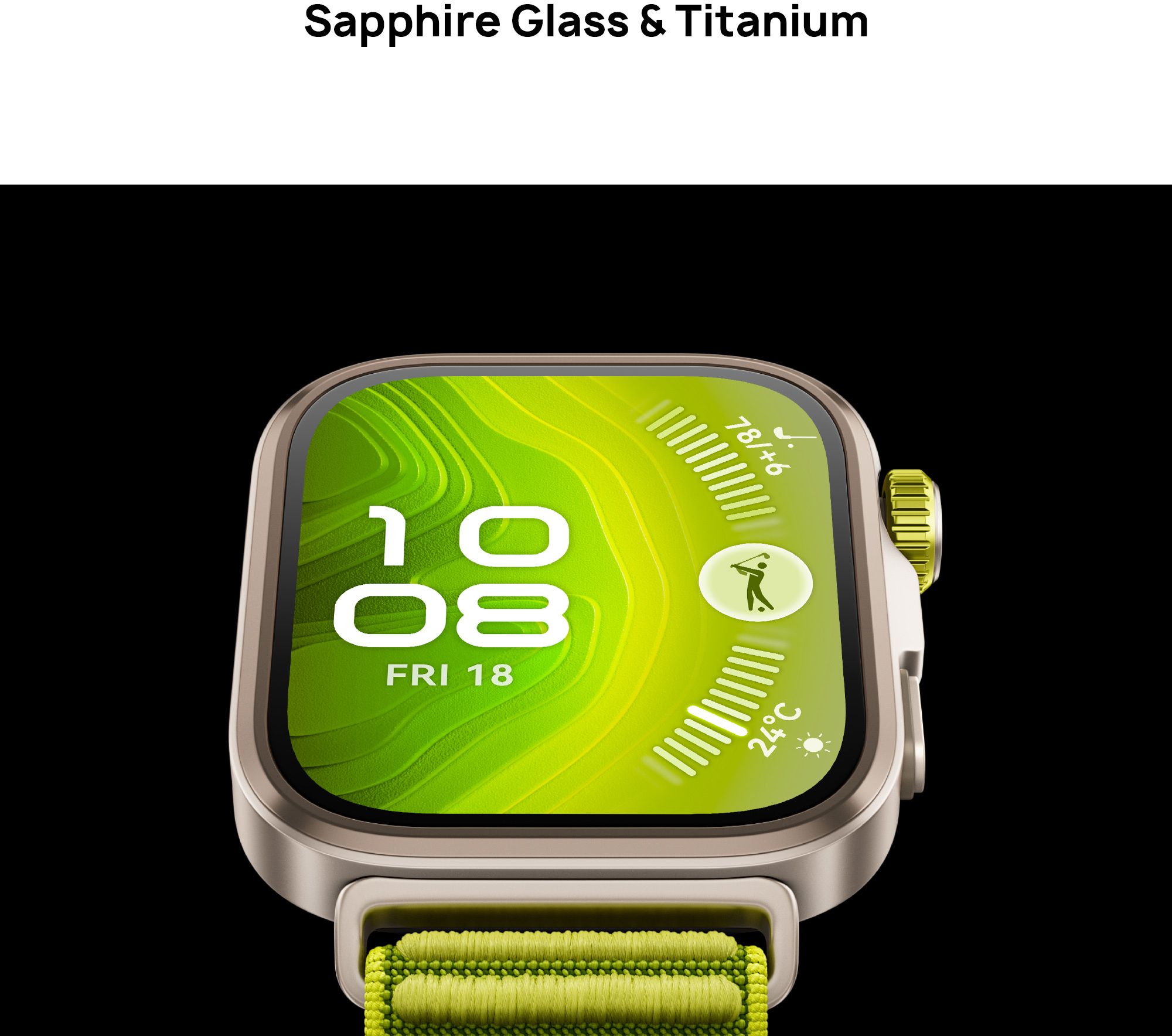 Huawei Watch Fit 4Pro, Titanium Body, Free dive, 100+ Sports mode, GPS, 10 Days Battery Smartwatch (Green Strap, Free Size) - Image 2