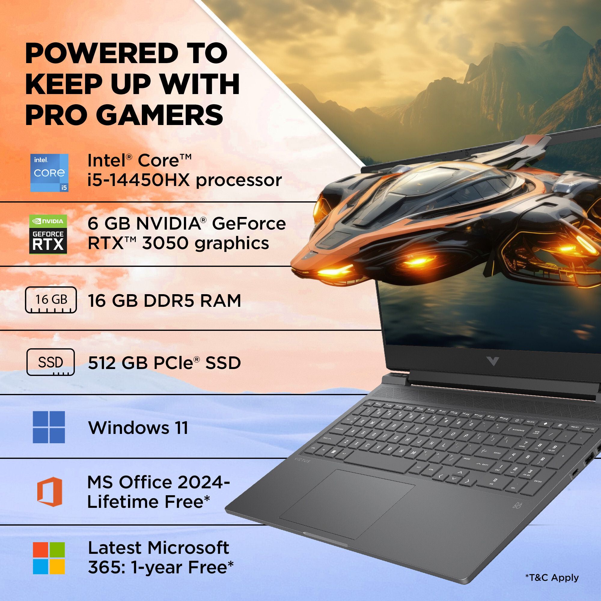 HP Victus Intel Core i5 14th Gen 14450HX - (16 GB/512 GB SSD/Windows 11 Home/6 GB Graphics/NVIDIA GeForce RTX 3050/144 Hz) 16-r1703TX Gaming Laptop (16.1 inch, Mica Silver, 2.31 kg, With MS Office) - Image 3