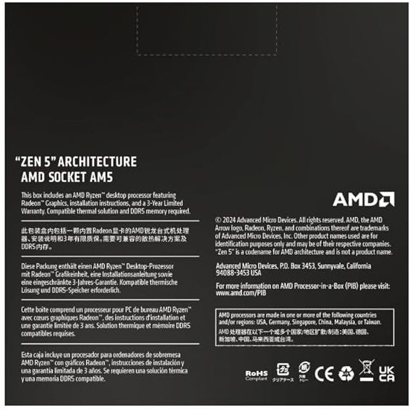 AMD Ryzen 9 9900X 4.4 GHz Upto 5.7 GHz AM5 Socket 12 Cores 24 Threads Desktop Processor (Silver) - Image 4