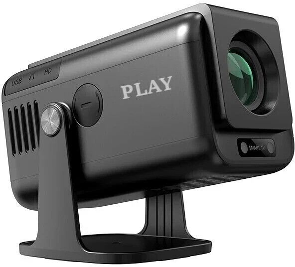 PLAY Smart Android 13 1+8G 5G WiFi BT 15k Lm 4k 8k 180 degree Rotation (25000 lm / 2 Speaker / Wireless / Remote Controller) Portable Projector (Black)