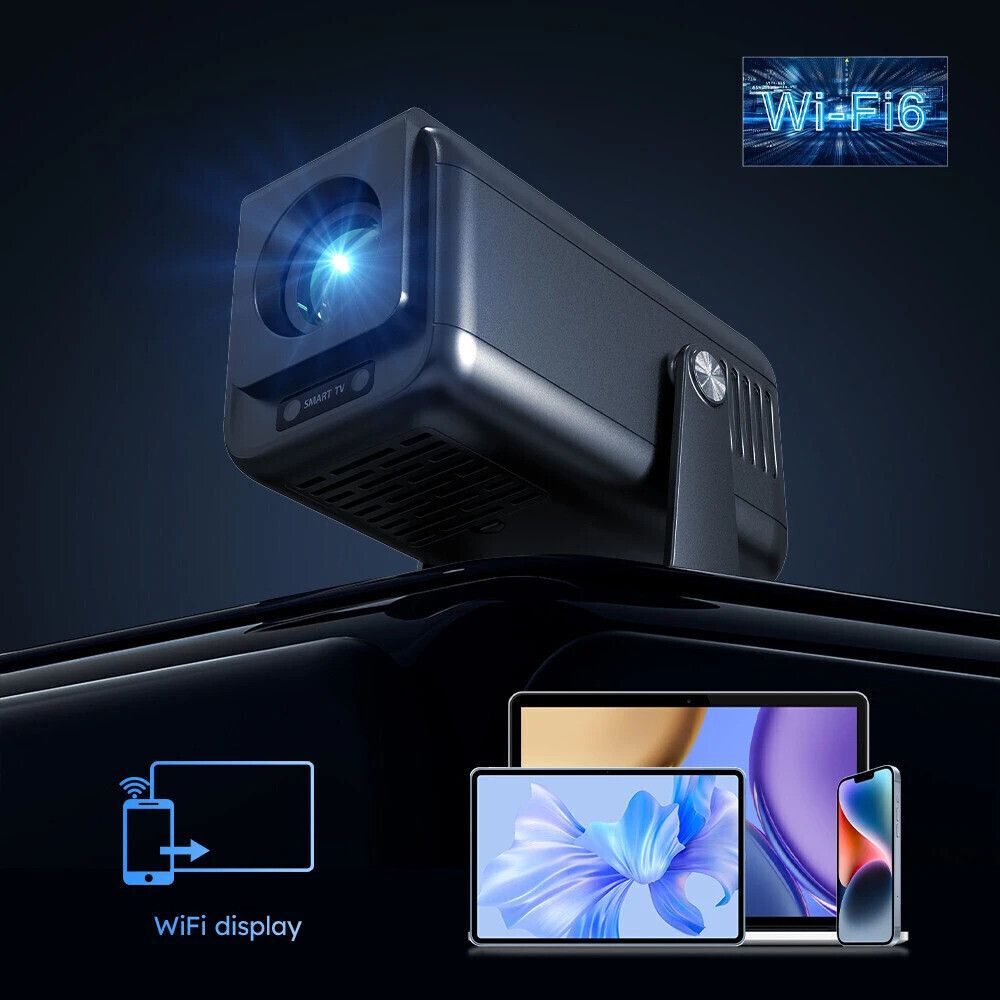 PLAY Smart Android 13 1+8G 5G WiFi BT 15k Lm 4k 8k 180 degree Rotation (25000 lm / 2 Speaker / Wireless / Remote Controller) Portable Projector (Black) - Image 3