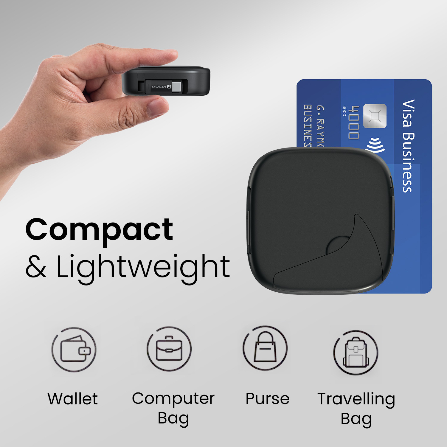 Portronics USB Type C Cable 0.27 m Snapcase 2 60W Multifunctional Data Cable Kit,Type C to Type C Retractable Cable (Compatible with Smartphones, Black, One Cable) - Image 4