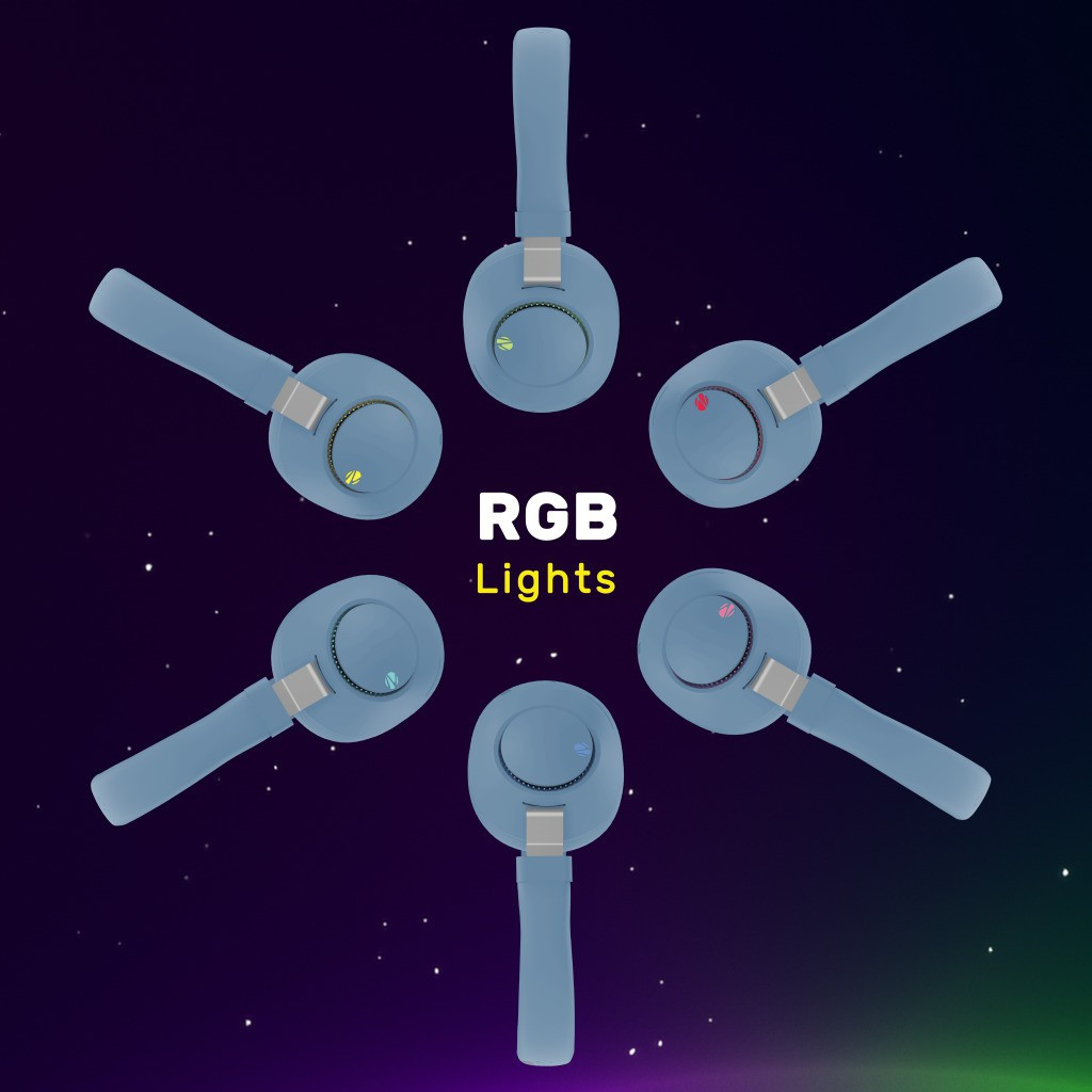 ZEBRONICS Zeb-Duke, with 60h Backup, BT v5.3, Gaming Mode, ENC, LED Lights, Dual Pairing Bluetooth (Blue, On the Ear) - Image 3