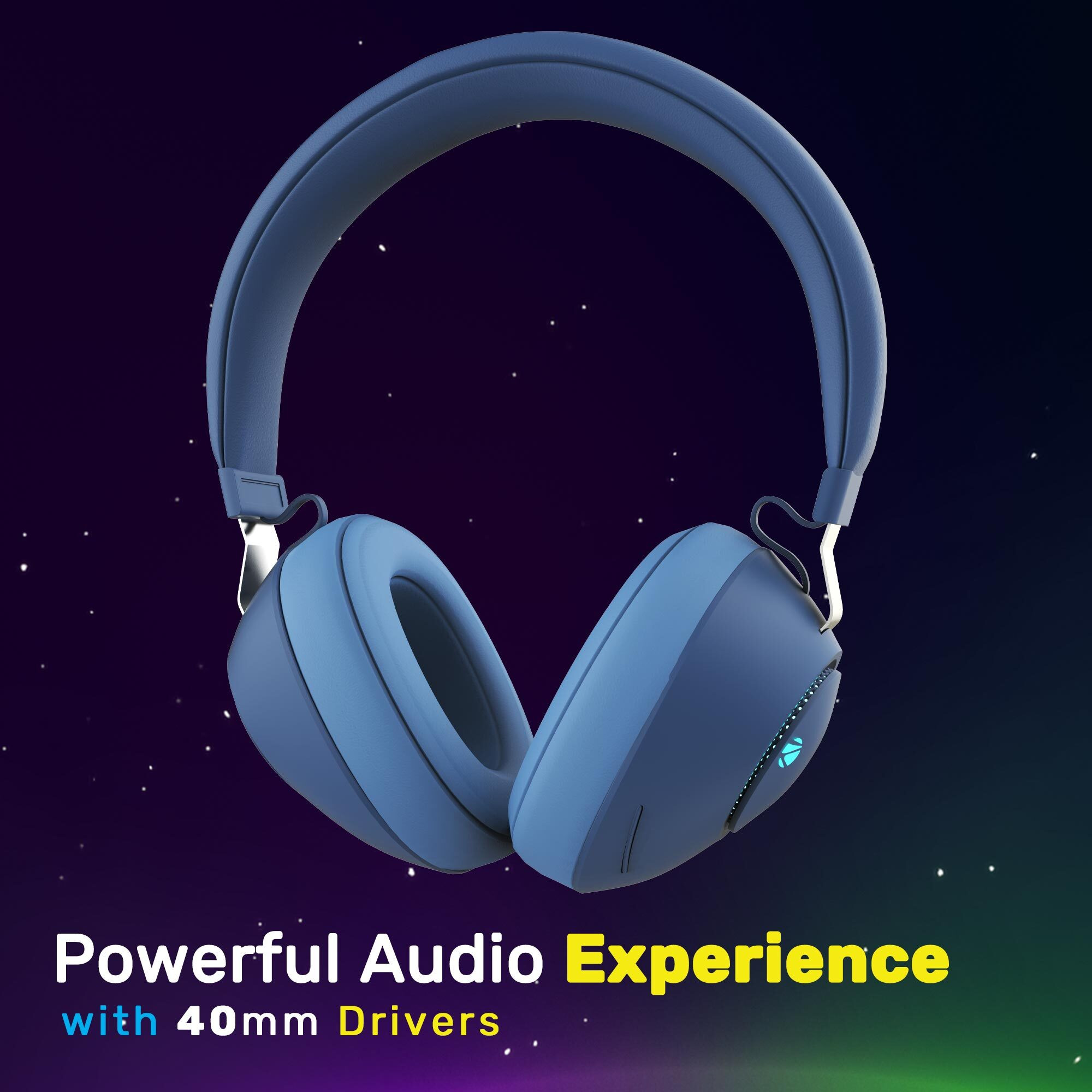 ZEBRONICS Zeb-Duke, with 60h Backup, BT v5.3, Gaming Mode, ENC, LED Lights, Dual Pairing Bluetooth (Blue, On the Ear) - Image 2