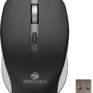 ZEBRONICS Jaguar Wireless Ambidextrous Optical Mouse Wireless Mouse, High Precision, 4 Buttons, Plug & Play Ambidextrous (2.4GHz Wireless, Black)
